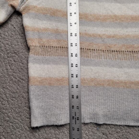 Intermix Sweater Small Blue White Elmore Ruffles Stripes Wool Cashmere Blend - Picture 7 of 9